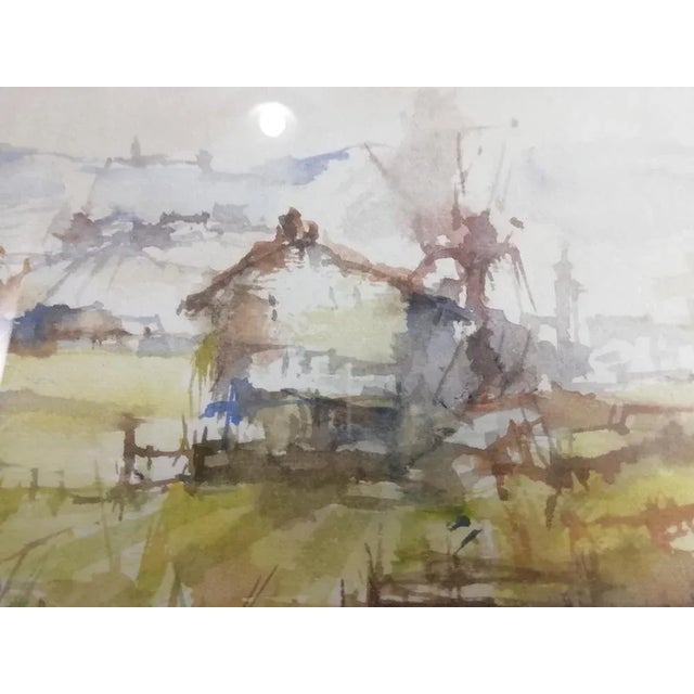 Mid-Century Modern Pasquale Barberis, Landscape, Watercolor, 1970s For Sale - Image 3 of 10