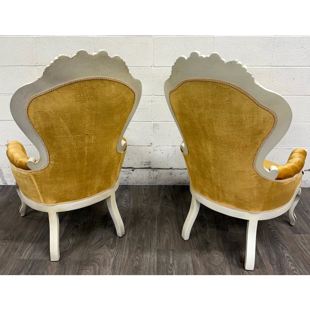Hollywood Regency Vintage Pelham Shell & Leckie Hollywood Regency Bergere Lounge Chairs - Pair For Sale - Image 3 of 18