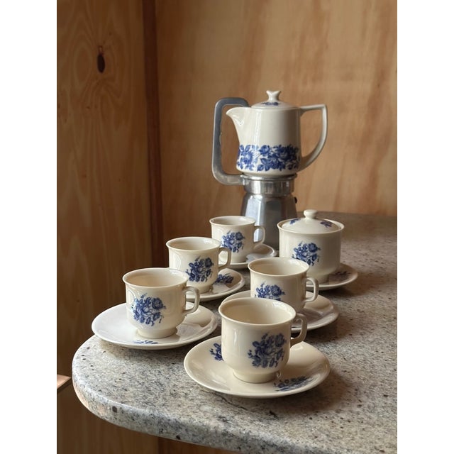 Vintage Blue Floral Espresso Service from Krone Porzellan, 1950s, Set of 7 For Sale - Image 14 of 14