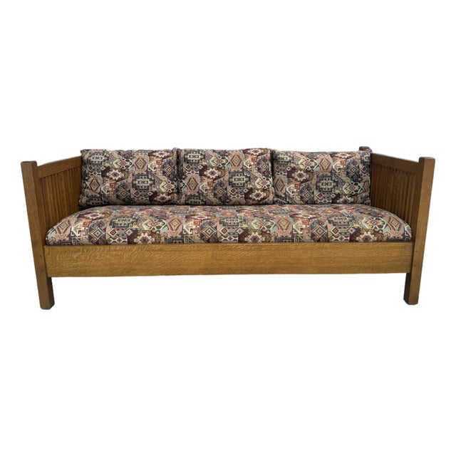 1990s Stickley Craftsman Spindle Back Sofa For Sale