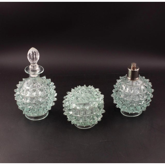 Barovier & Toso Set of 3 Blu Acquamarine Rostrato Murano Syle Glass Vases Barovier & Toso, 1940s For Sale - Image 4 of 10