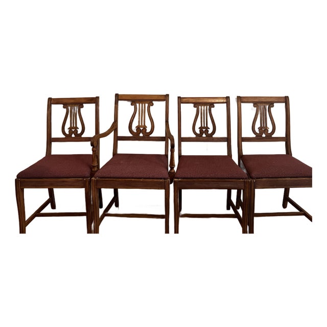 Vintage Harpback Duncan Phyfe Style Mid Century Chairs For Sale