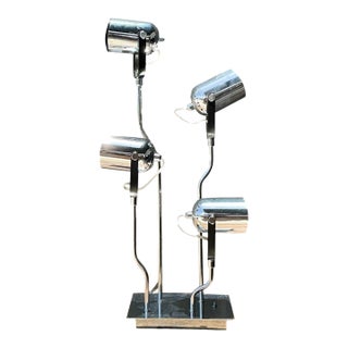 Vintage Van Teal Industrial Chrome Multi-Light Lamp For Sale