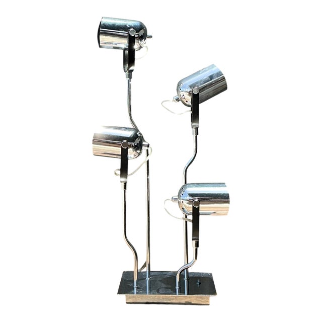 Vintage Van Teal Industrial Chrome Multi-Light Lamp For Sale