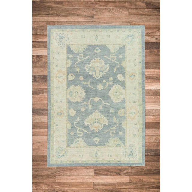 Modern Cool Coral Reef Gray Multicolor Handwoven Turkish Oushak Rug 7' X 10' For Sale - Image 3 of 7