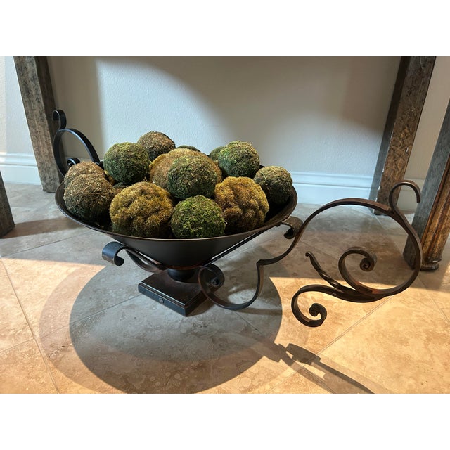 Rustic Jan Barboglio Hand-Forged Iron Pedestal Centerpiece Bowl With Scroll Handles For Sale - Image 3 of 7
