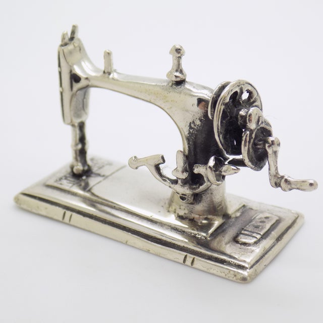 Italian Vintage Italian Handmade Genuine Silver Sewing Machine Figurine Miniature, Made in Tuscany (Italy) For Sale - Image 3 of 9