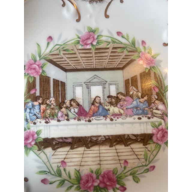 'Last Supper' Decorative Plate from Japan with floral and gold accents.