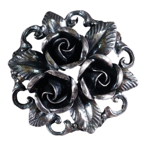 Elegant Vintage Flower Brooch, Handmade From 835 Silver, Germany Ca. 1950s