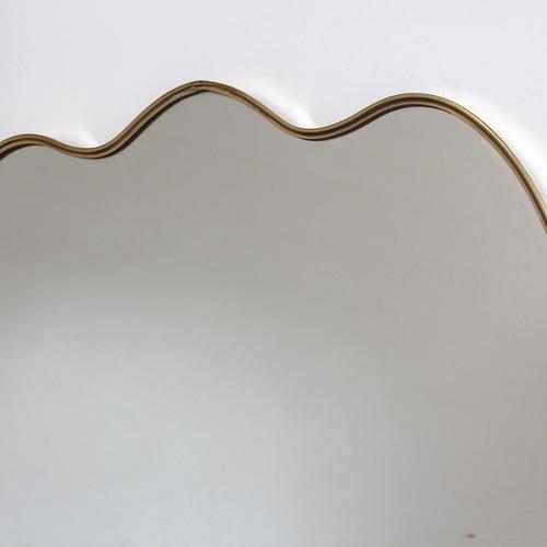 Gold Vintage Italian Wall Mirror with Brass Frame in the style of Gio Ponti, 1960s For Sale - Image 8 of 16