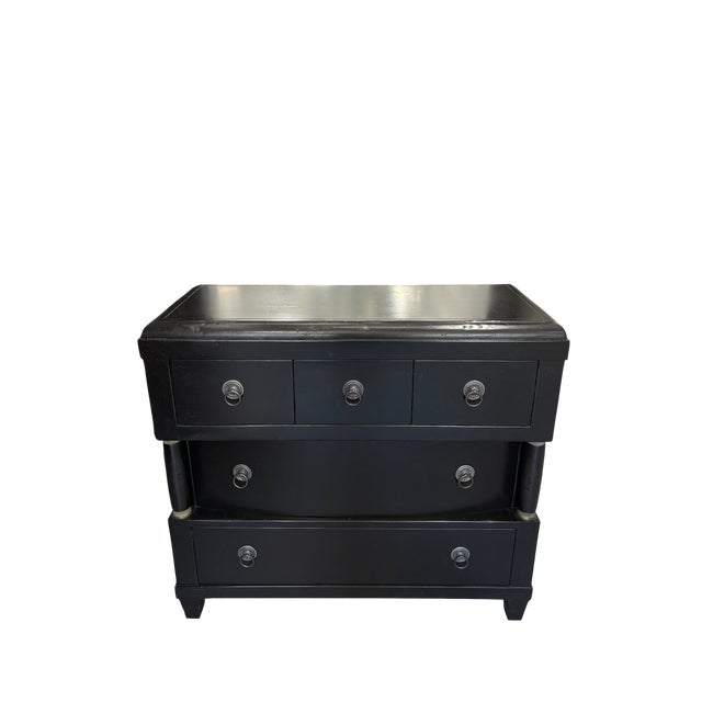 Baker Milling Road Chest This black five drawer chest has a row of three drawers over two additional stacked drawers. The...