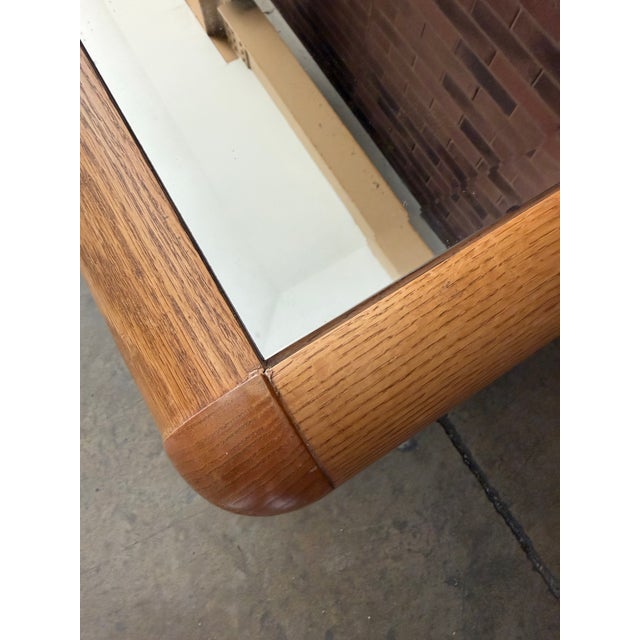 Vintage 1970s California Modern Oak & Smoked Glass Square Coffee Table For Sale In Chicago - Image 6 of 6