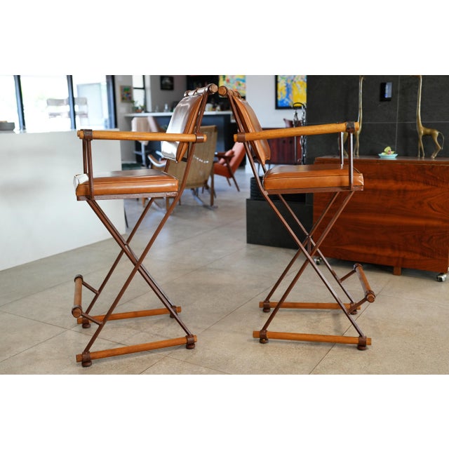 Cleo Baldon 1970s X-Frame Bar Stools – Attributed To Cleo Baldon for Terra of California Pair For Sale - Image 4 of 14
