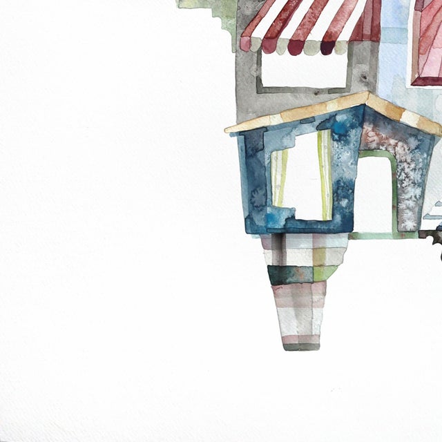 Abstract San Antonio - Original Colorful Pastel Cityscape Watercolor Painting on Paper by Maria C Bernhardsson For Sale - Image 3 of 7