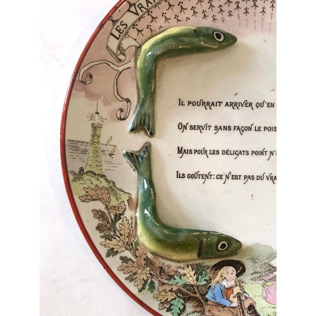 French Majolica Advertising Sardines Plate by Amieux Freres For Sale In West Palm - Image 6 of 10