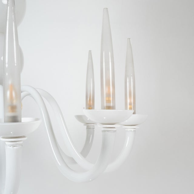 Opaline Murano Glass Chandelier from Venini, 1950s, in Flawless conditions. Designed 1950 to 1959 European Plug (up to...