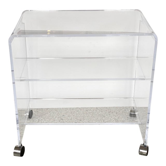 Hollis Jones Style Bar Cart in Lucite Waterfall Style For Sale