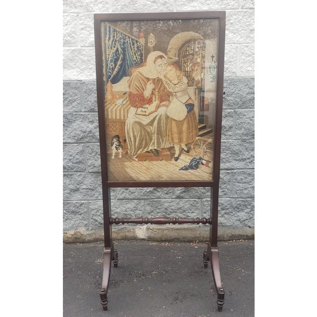 Brown 19th Century Continental Mahogany and Tapestry Expandable Trestle Fire Screen For Sale - Image 8 of 8