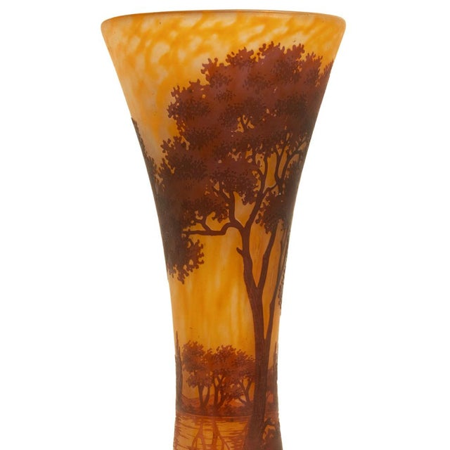 Large Antique French Art Nouveau Daum Nancy Cameo Tree Landscape Glass Vase 1900 For Sale - Image 15 of 18