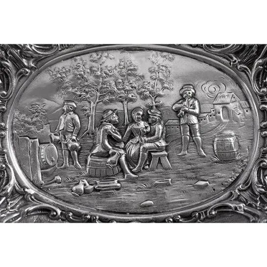 19th Century German / Dutch Rococo Revival Repoussé Silver Centerpiece Basket For Sale - Image 4 of 13