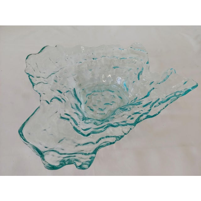 Franco Egypt Aqua Textured Art Glass Abstract Oyster Shell Bowl Chairish