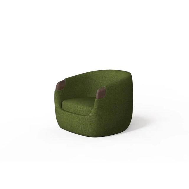 Not Yet Made - Made To Order Modern Bubble Armchair in Green Boucle and Walnut by Javier Gomez For Sale - Image 5 of 5