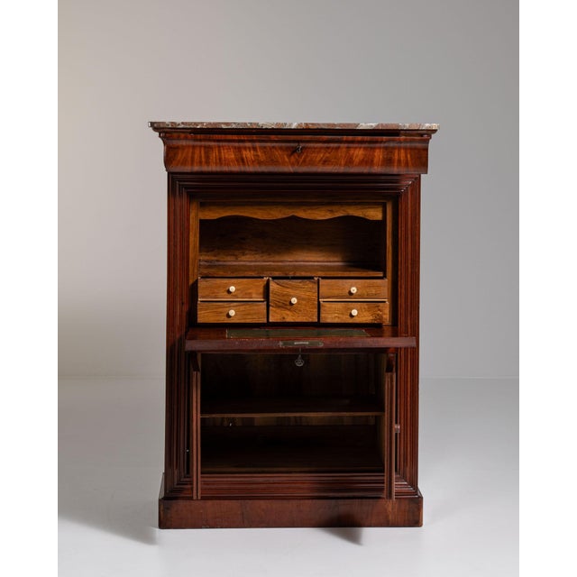 Wood 19th Century France Rich Mahogany Mahogany Secretaire Abattant For Sale - Image 7 of 10