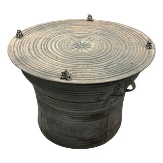 Mid 20th Century Nicely Detailed and Patinated Bronze Southeast Asian Rain Drum For Sale