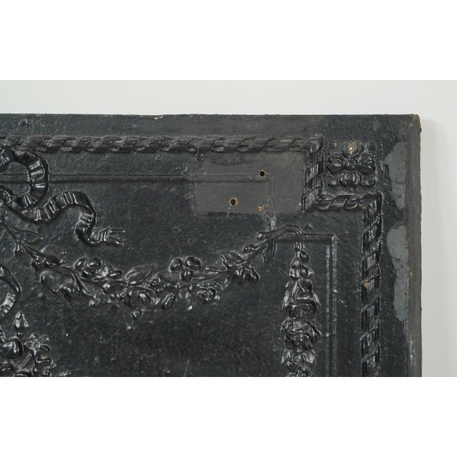 The Plaza Hotel French Black Cast Iron Fireback Set For Sale - Image 10 of 16