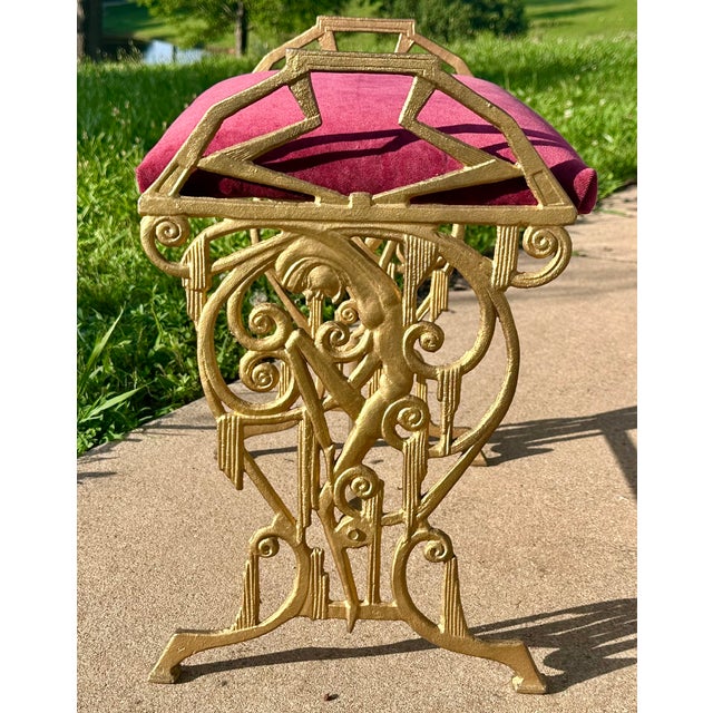 Art Deco Cast Iron Harlequin Figure Vanity Window Bench c.1920s For Sale - Image 15 of 16