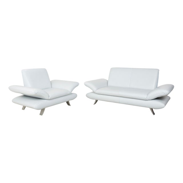 Rossini 2-Seater Sofa and Armchair in Light Blue Fabric from Koinor, Set of 2 For Sale