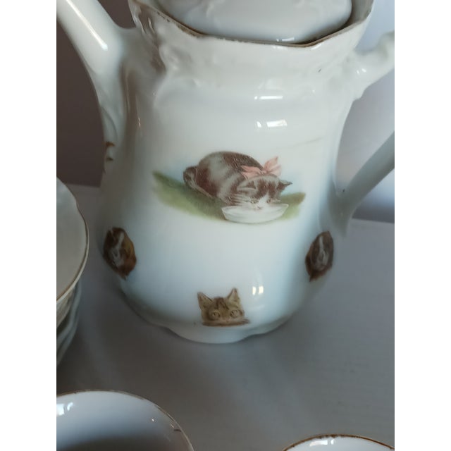 Victorian Antique Victorian Tea Set Children's Kittens and Puppy- 7 Pieces C.1880 Complete For Sale - Image 3 of 7