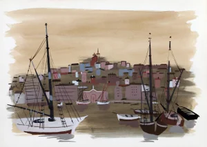 Harbor 4, Charles Levier Watercolor on Paper, Unsigned