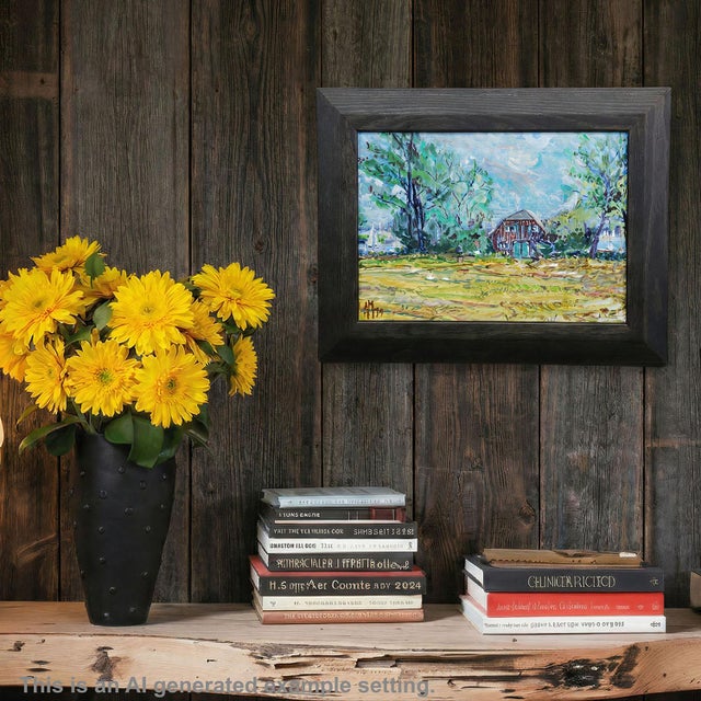 Oil Painting by Alexander Michael - Boathouse on the Shore of Lake Chiemsee The painting 'Boathouse on the Western Shore...