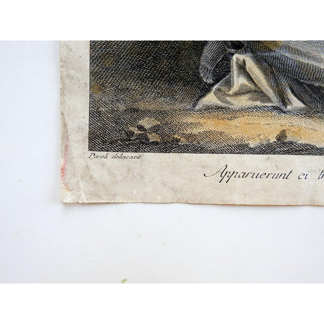 Antique Itaian Hand Colored Distressed Engraving of Abraham For Sale - Image 4 of 6