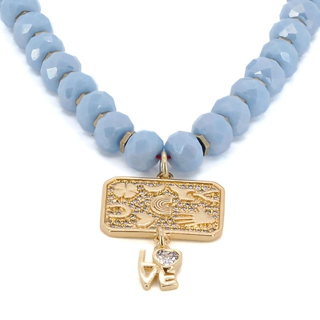Love Protective Symbols Blue Choker Necklace For Sale - Image 11 of 13