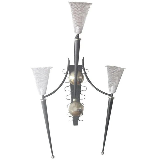 Black P. Marchand Mategot Style Monumental New York Theater Lighting Sconce For Sale - Image 8 of 8