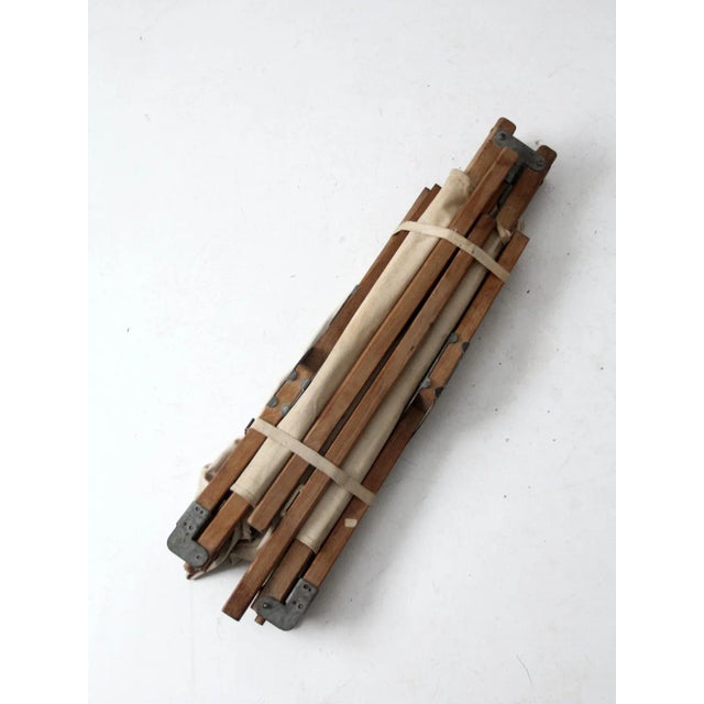 Mid 20th Century Vintage Wood & Canvas X-Frame Cot For Sale - Image 5 of 12