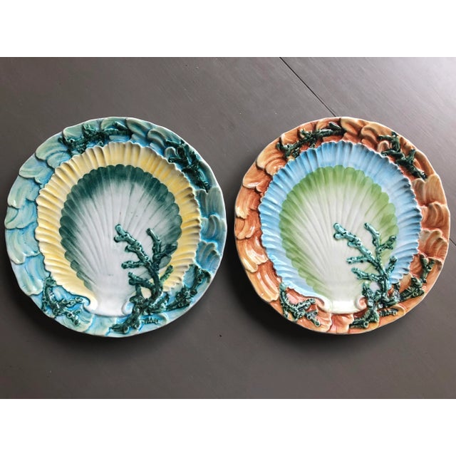 Vintage Vietri Shell Motif Plates, a Pair For Sale - Image 9 of 10