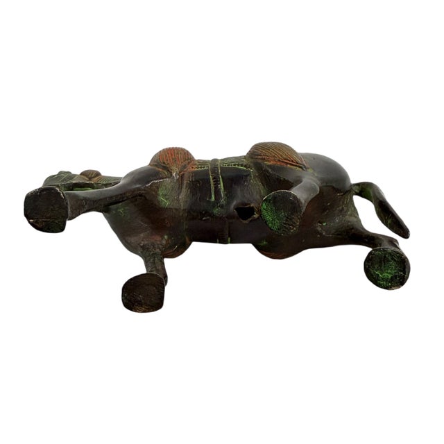 Mid 20th Century Vintage Mid-Century Indian Hand-Cast Brass Horse Figurine With Etched Verdigris Details For Sale - Image 5 of 5
