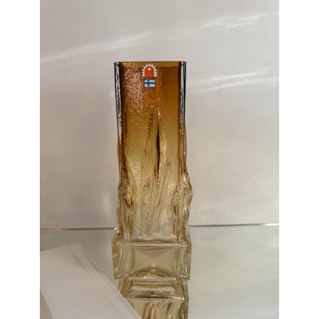 Brutalist Art Glass Amber Liekki Vase by Eino Wänni for Kumela, Finland, 1970s For Sale - Image 7 of 13