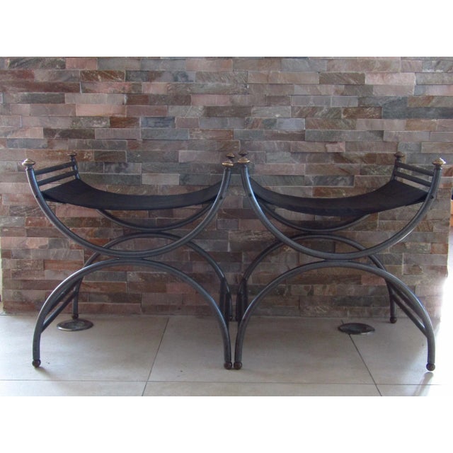 Mid-Century Empire Style Italian Stools, 1968, Set of 2 For Sale - Image 4 of 11