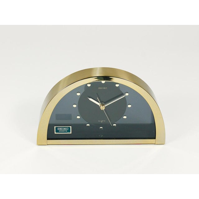 Hollywood Regency Brass See-Through Table Clock attributed to Seiko, Japan, 1980s For Sale - Image 13 of 16