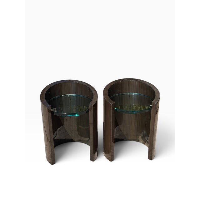 Pair of J. Robert Scott Modernist Macassar Side Tables.