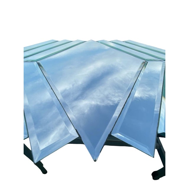 Vintage Beveled Diamond Mirror Flanked by 12 Rectangular Beveled Mirrors For Sale - Image 4 of 14