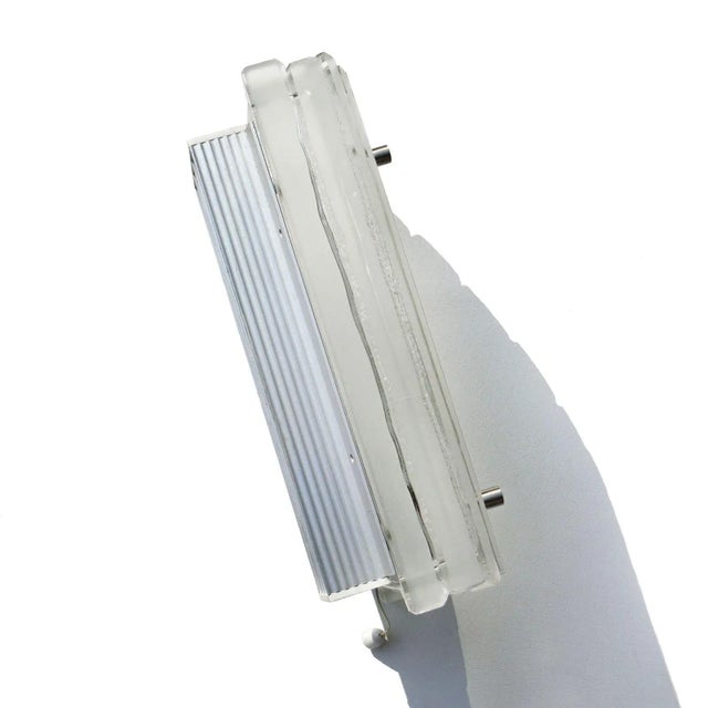 Silver German Structured Glass and Aluminum Wall Light Lamp by Hoffmeister, 1970s For Sale - Image 8 of 10