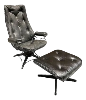 MCM Model 90 "Riviera" Swivel Springer Iron Lounge Chair W/ Ottoman by Homecrest