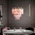 Pink Aloadecor 23'' Modern Pink Textured Glass Chandelier in Polished Nickel Elegant Glam Tiered Pendant Light For Sale - Image 8 of 12