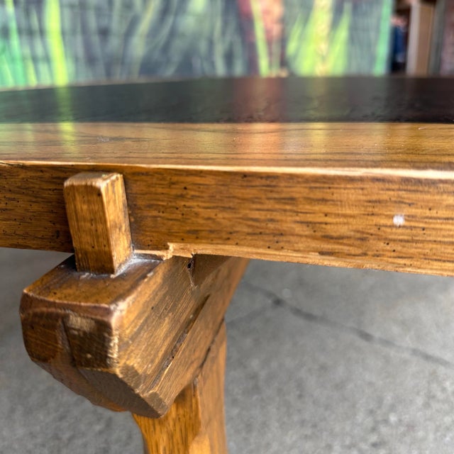 Coffee Ranch Oak Hexagonal Faux Slate Coffee Table For Sale - Image 8 of 12