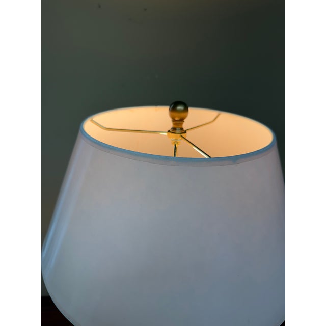 Neoclassical Neoclassical Solid Brass Table Lamp With Ivory Parchment Shade For Sale - Image 3 of 8